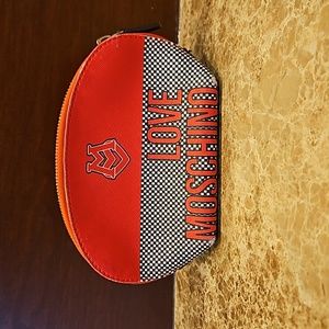 AUTHENTIC LOVE MOSCHINO RED & BLACK LEATHER COSMETIC BAG POUCH CLUTCH $400